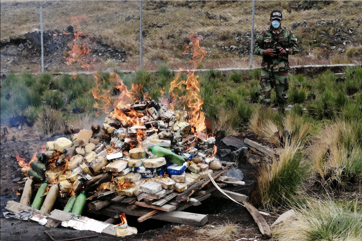 FELCN incinera 213 kilos de droga incautada en operativos en La Paz