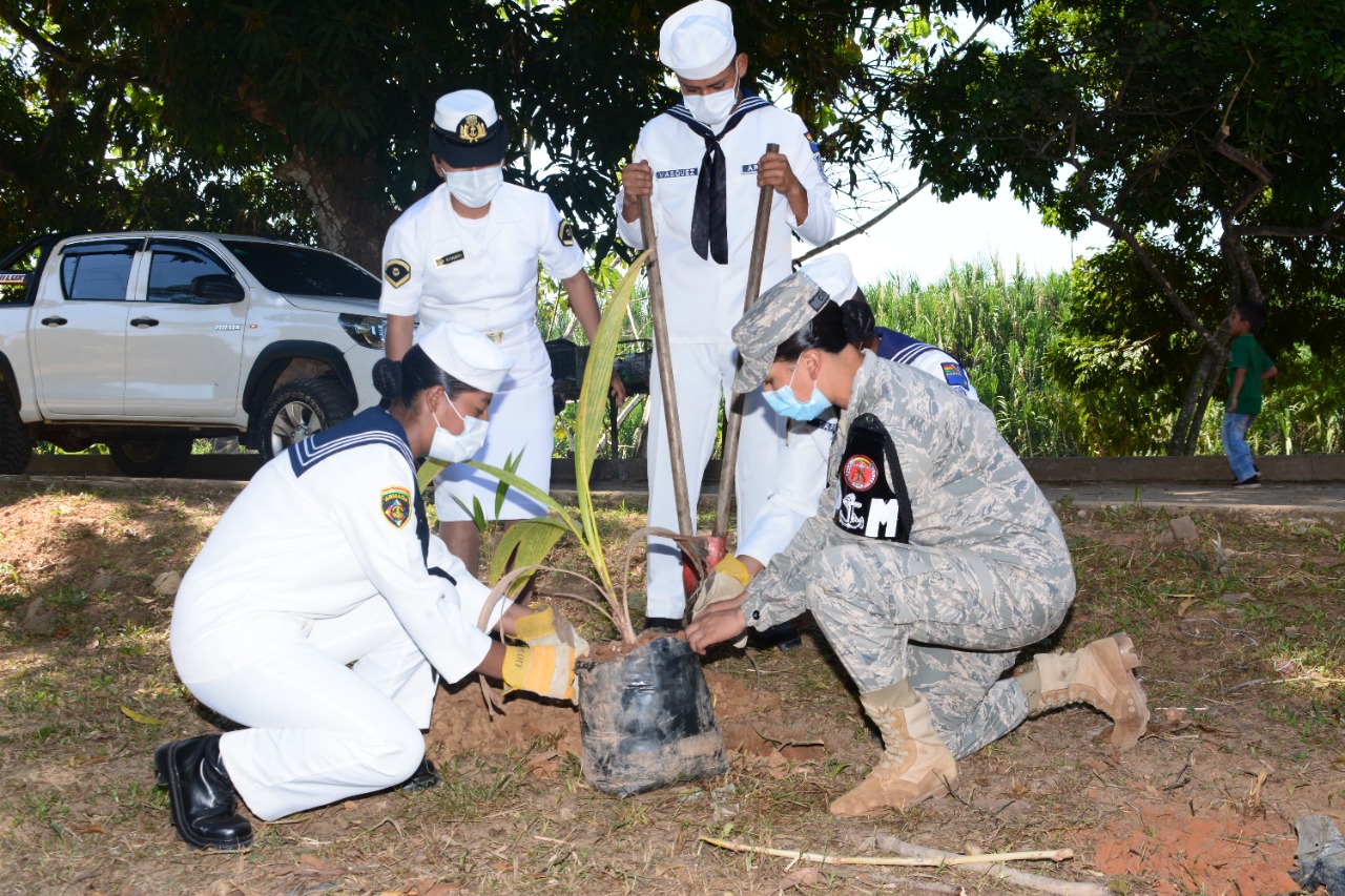 Distrito Naval Pando impulsa campaña de arborización urbana en Cobija