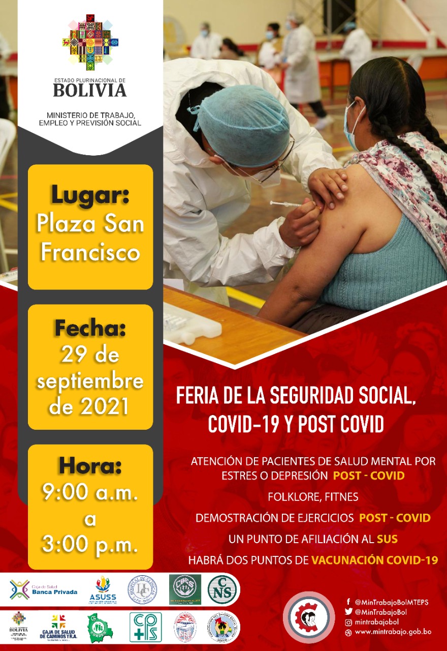 “Feria de la Seguridad Social COVID-19 y post covid” será instalada en la plaza San Francisco de La Paz