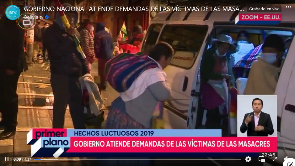 Alrededor de 26 mujeres marchistas víctimas de masacres son trasladadas a un hotel para que descansen