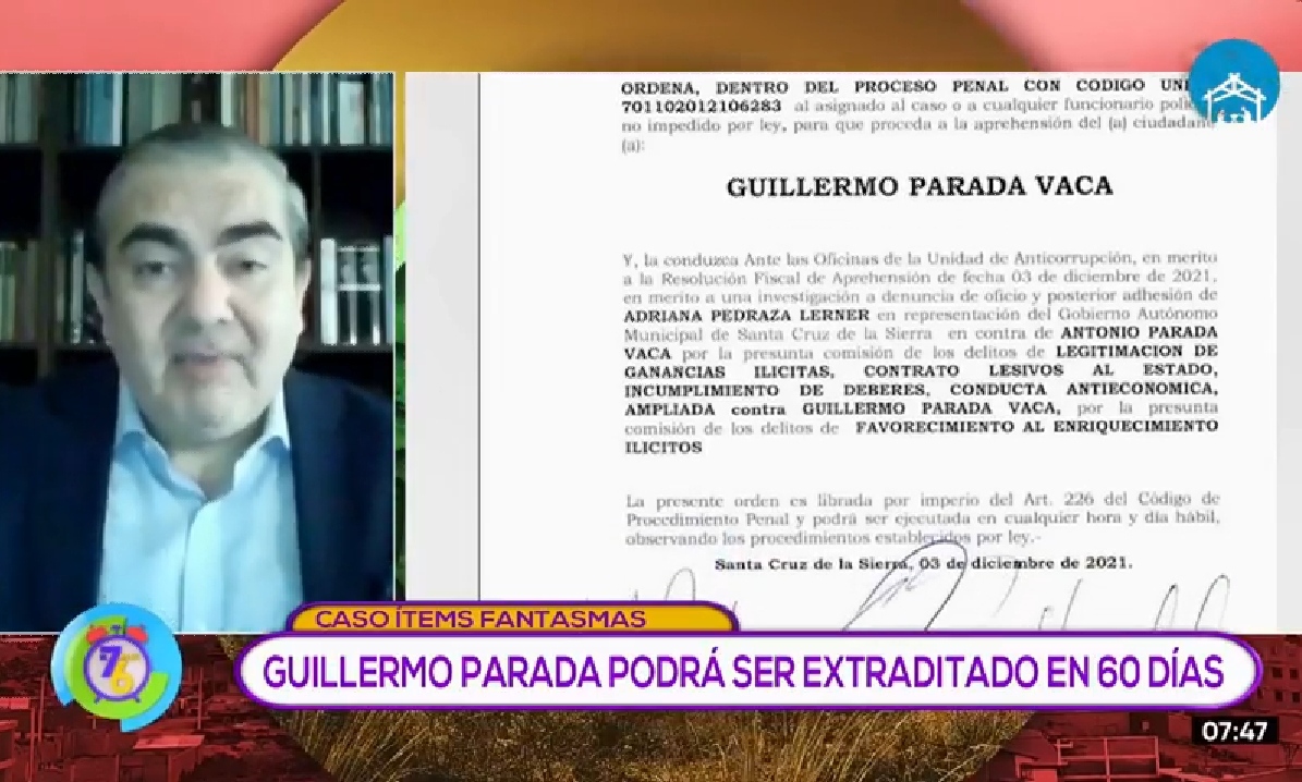 Siles: Guillermo Parada podría ser extraditado de Panamá en 60 días