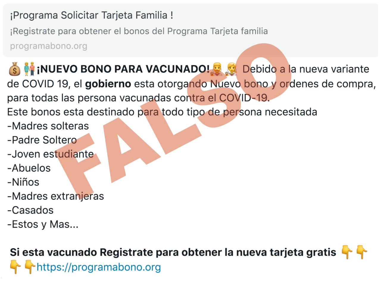 Salud alerta que anuncios de bonificaciones por vacunarse contra el COVID-19, son falsos