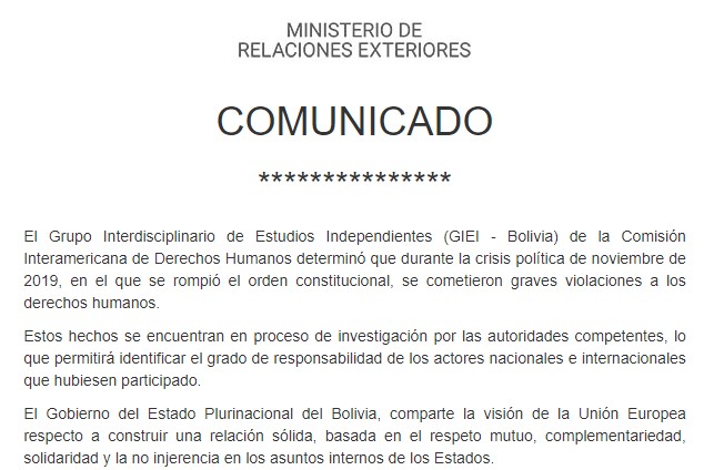 El Ministerio de Relaciones Exteriores desmiente denuncias de “masacre blanca”