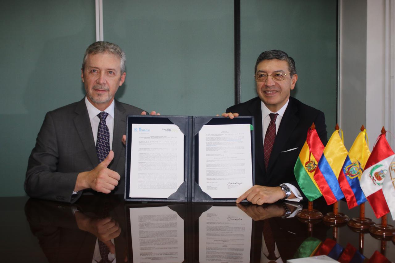 Secretaría General de la Comunidad Andina y Unitar firman convenio de cooperación en seguridad vial