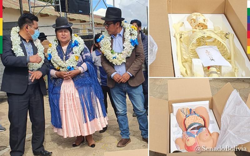 Senadora entrega equipamiento e insumos de bioseguridad a un colegio de Chaguaya