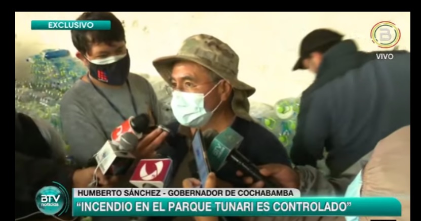 Gobernador de Cochabamba asevera que incendio es controlado en parque Tunari