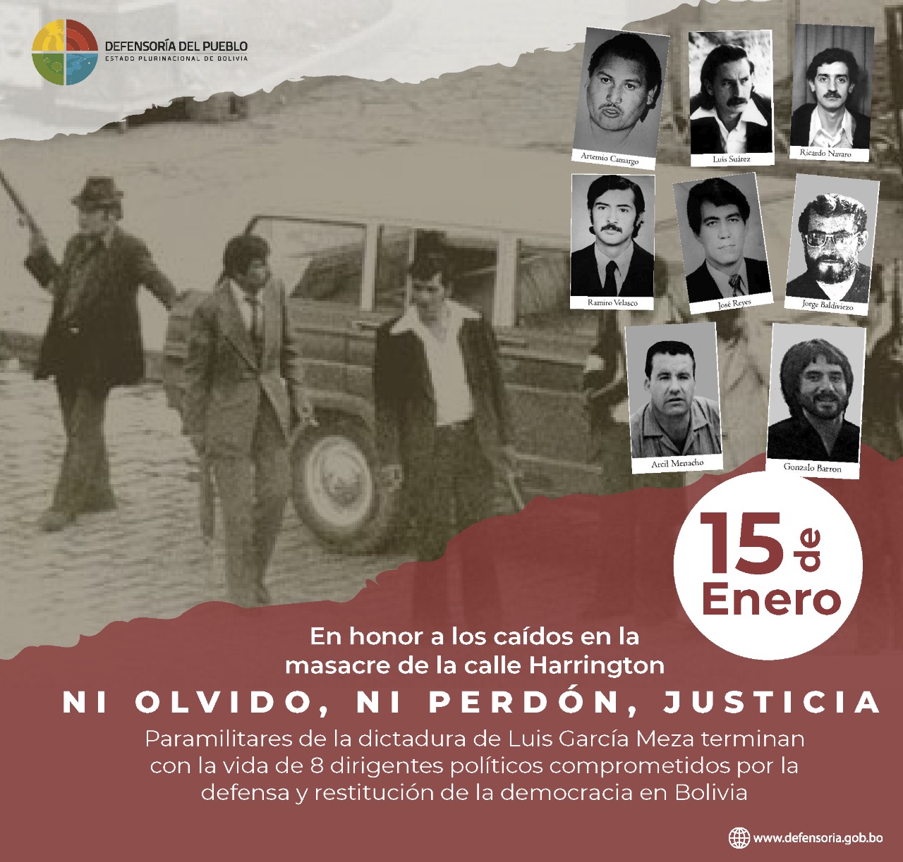 Defensoría del Pueblo rinde su homenaje a los caídos en la masacre de la calle Harrington