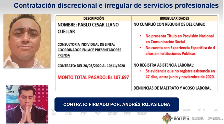 Denuncian manejo irregular de contratación de personal en Bolivia Tv y en el periódico Bolivia durante el régimen de Áñez