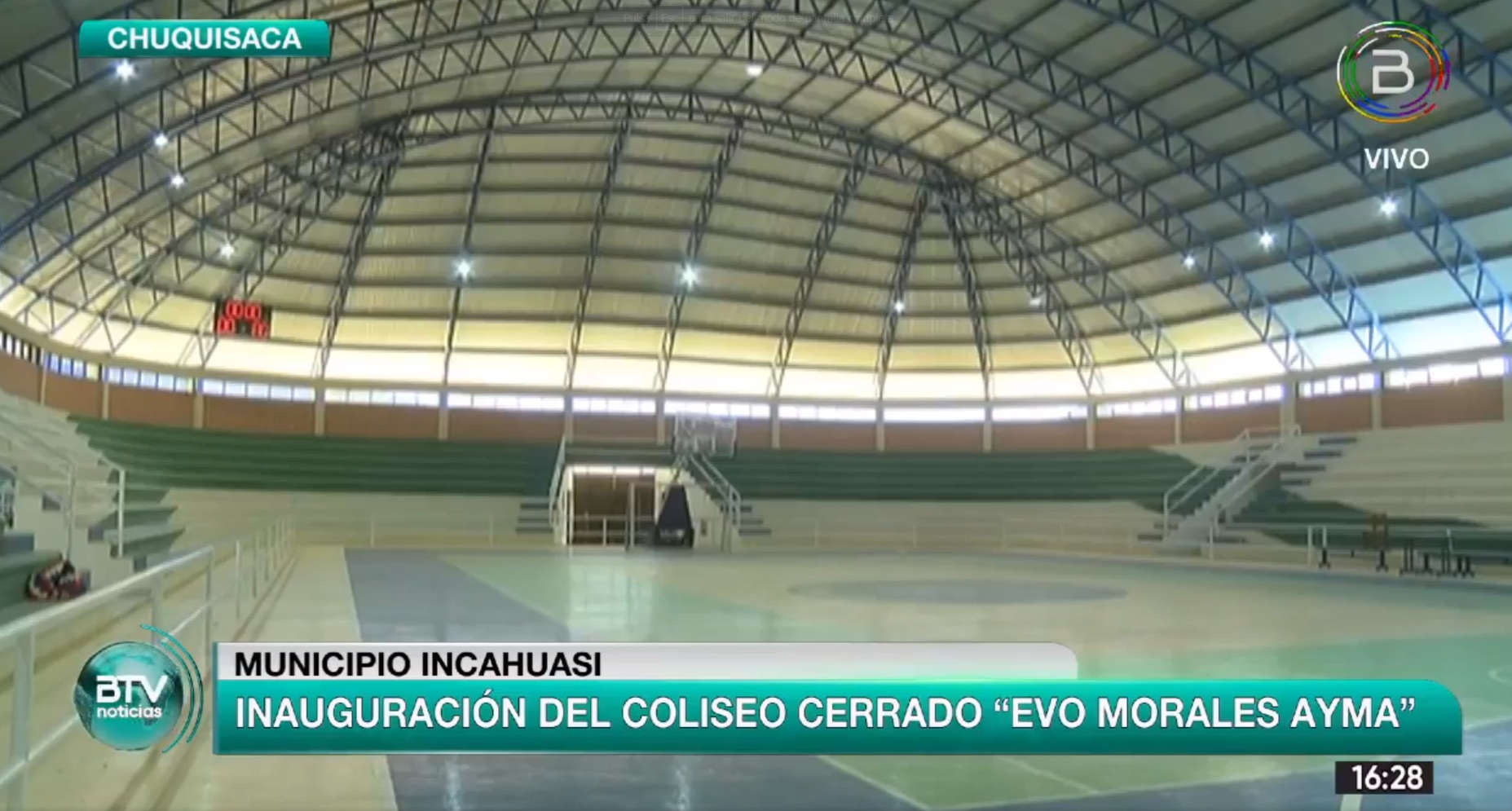 Presidente entrega coliseo cerrado para 2.000 espectadores en el municipio de Incahuasi (adelanto)