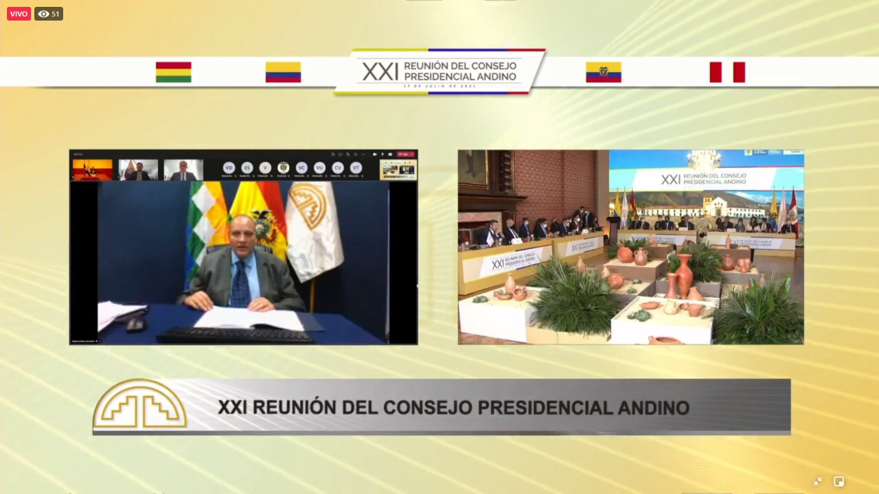 En Consejo Presidencial de la CAN, Bolivia plantea acceso equitativo a vacunas y medicamentos contra el COVID-19