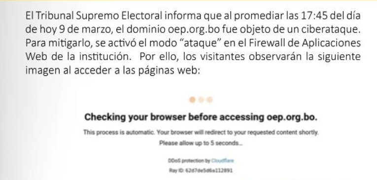 TSE denuncia ciberataque, pero descarta paralización de la página de resultados electorales